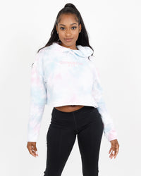 Women's Crop Hood (TyeDye/Pink)